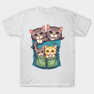 cats in pockets-cute cats in pockets-cute cats-cute kittins. T-Shirt